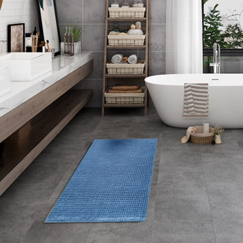 Tapete De Baño Shaggy Silk Setx2 Unidades 40x60 Cm Azul Oscuro