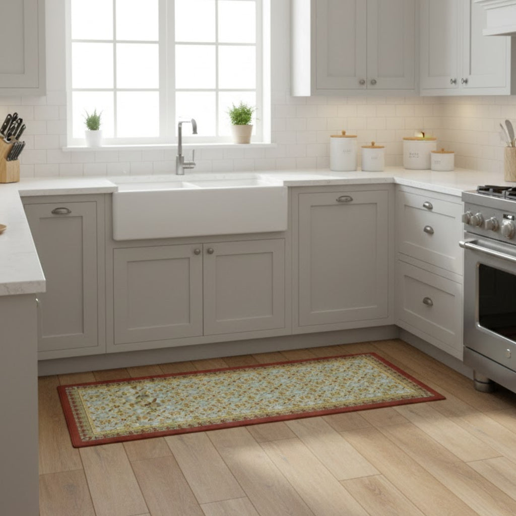 Alfombra de cocina que aporta confort, protección y estilo. Su diseño tipo mosaico y material resistente la hacen ideal para zonas de uso frecuente, brindando comodidad al estar de pie y fácil mantenimiento diario.