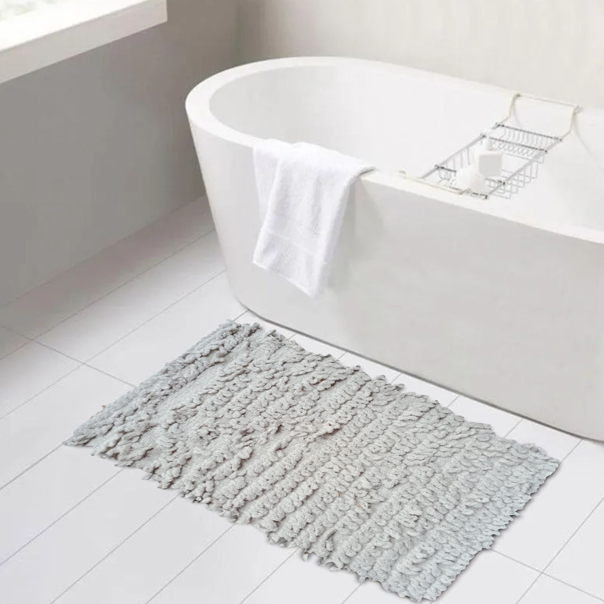 Tapete De Baño Shaggy Loop 40x60 Cm Blanco