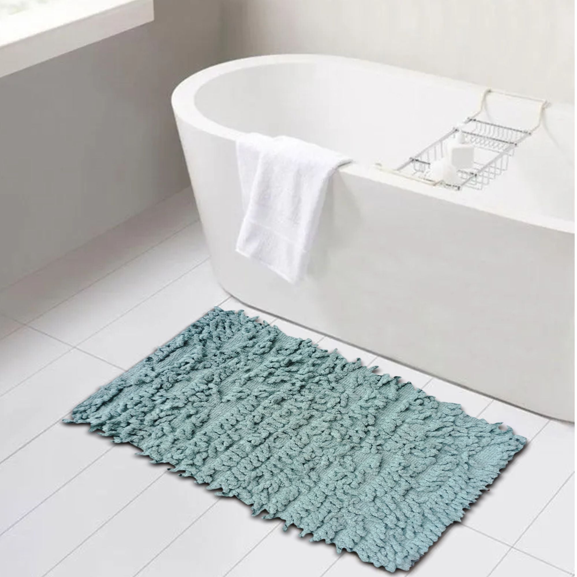 Tapete De Baño Shaggy Loop 40x60 Cm Turquesa