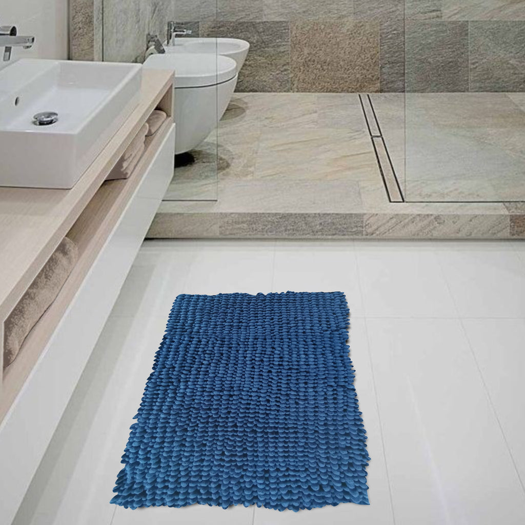 Alfombra De Baño Mix Chenille 40x60 Cm Azul