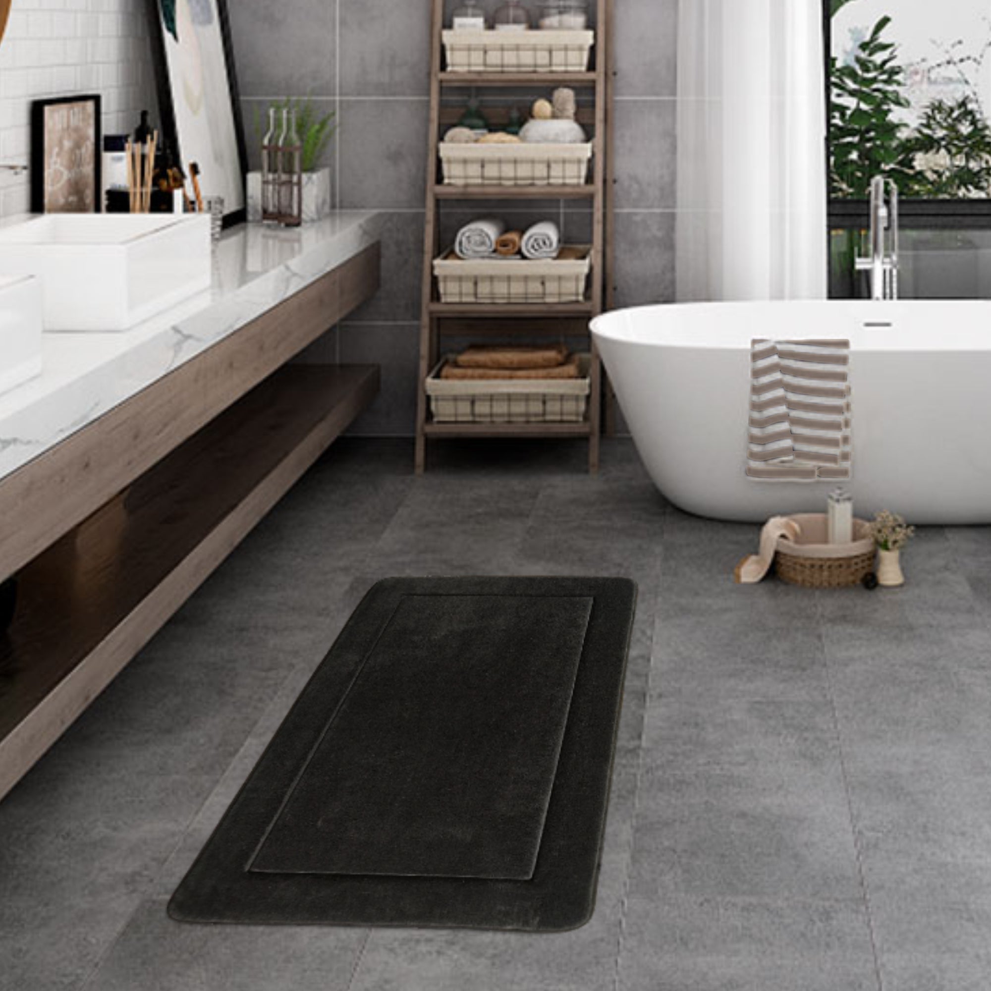Alfombra De Baño Bari 50x80 Cm Cm Negro
