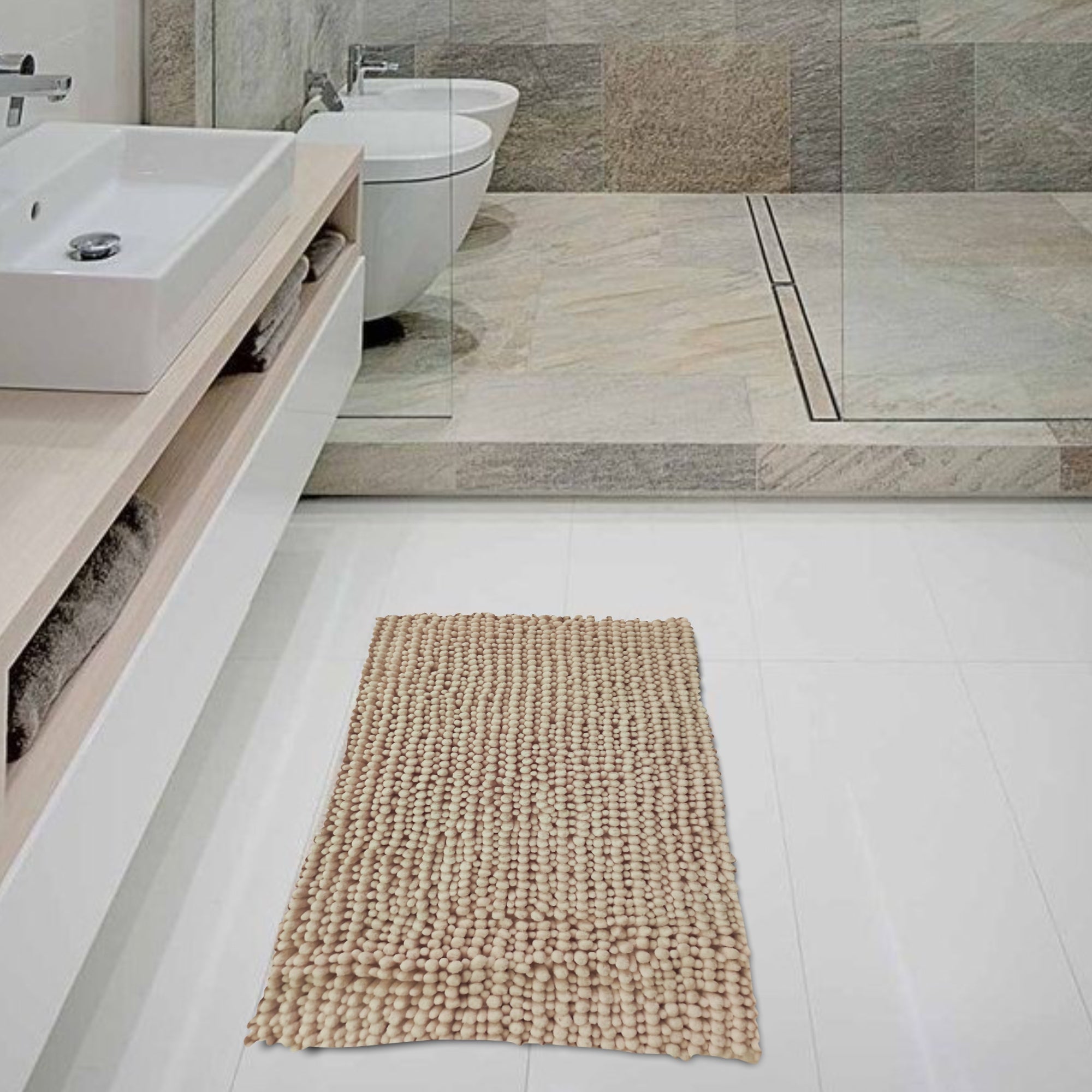 Alfombra De Baño Mix Chenille 40x60 Cm Beige