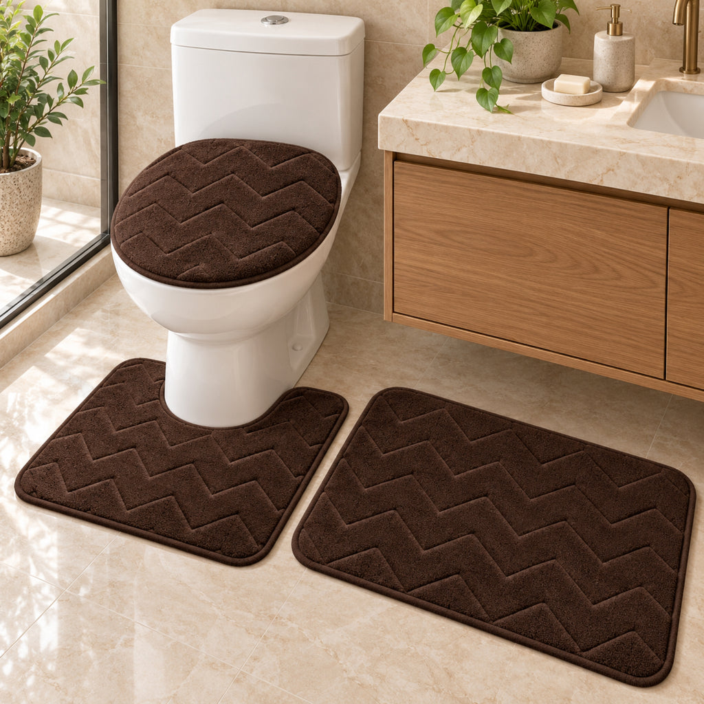 Juego De Baño Memorie x 3 Piezas Cafe