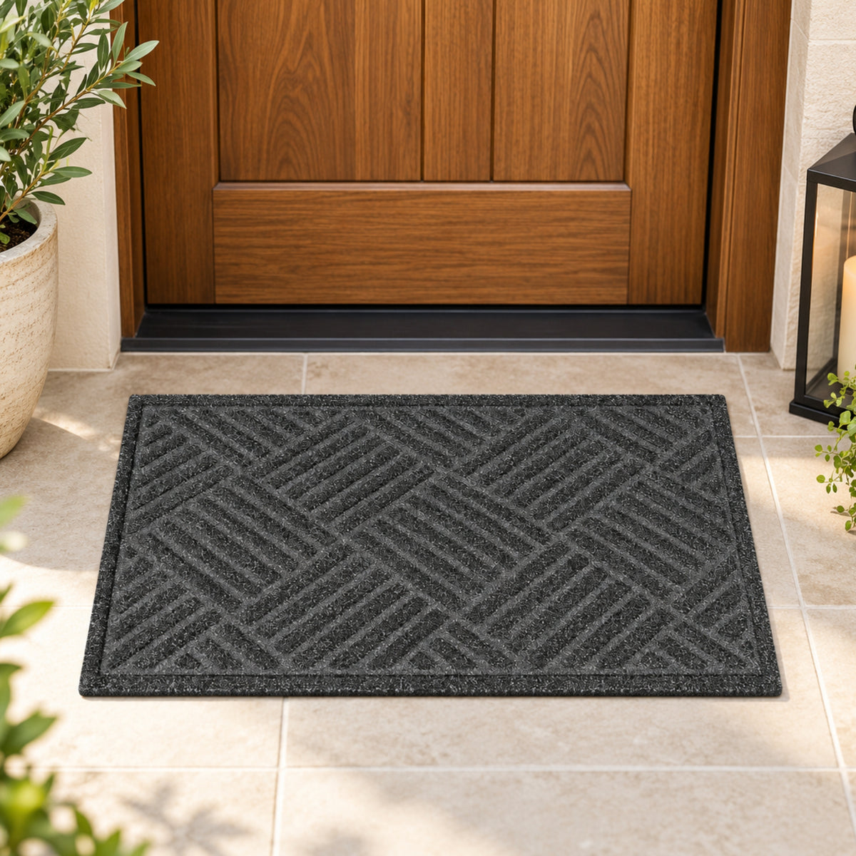 Tapete De Entrada Orion 45x75 Cm Negro Setx2 unidades