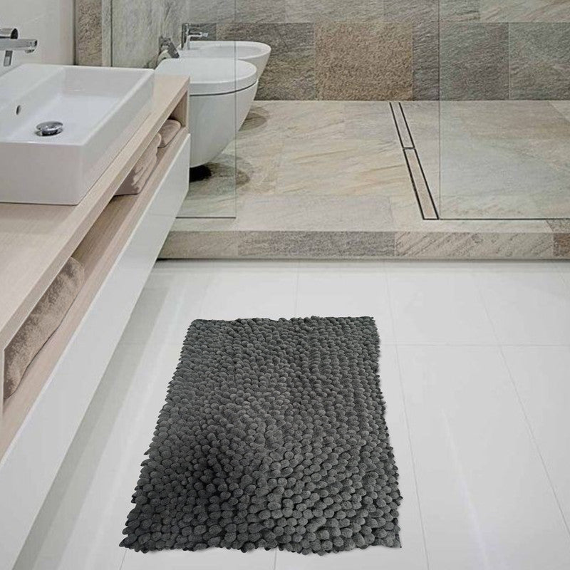 Tapete De Baño Shaggy Coral 40x60 Cm Gris Oscuro