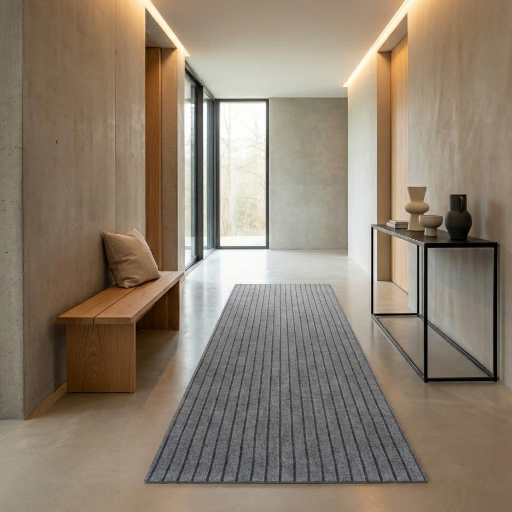 Alfombra Camino Acanalado 60x180 Cm (Gris Claro)