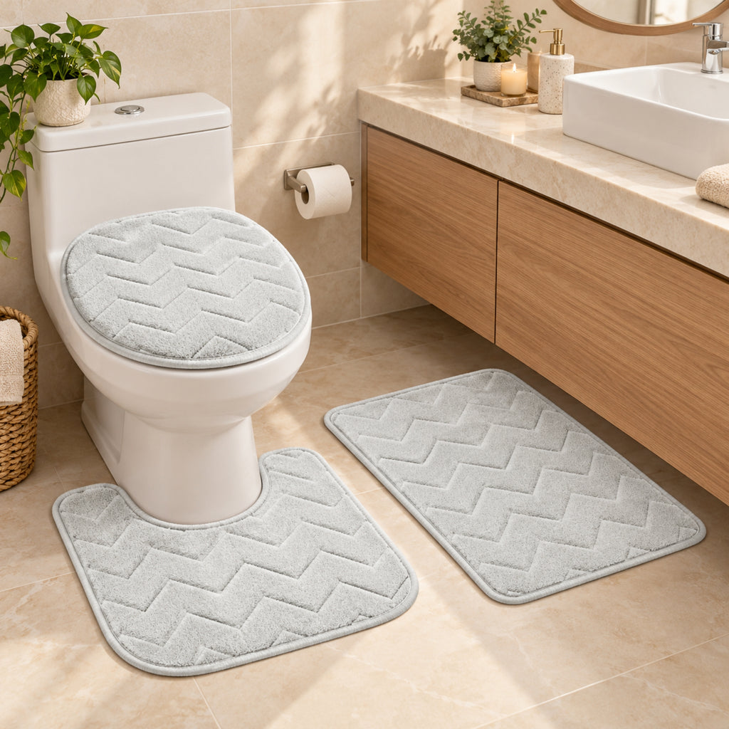 Juego De Baño Memorie x 3 Piezas Gris Claro