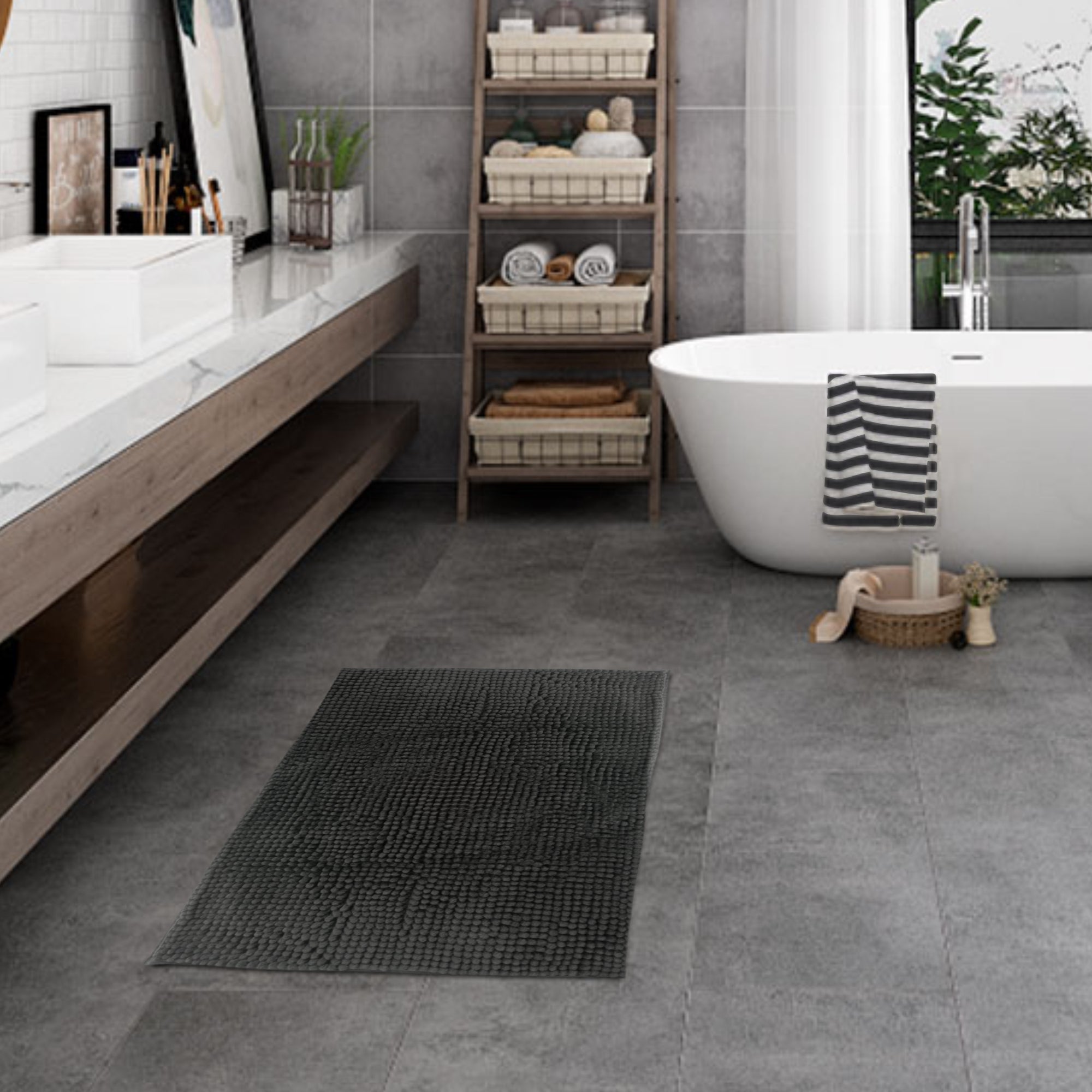 Alfombra De Baño Element 40x60 Cm Gris Oscuro