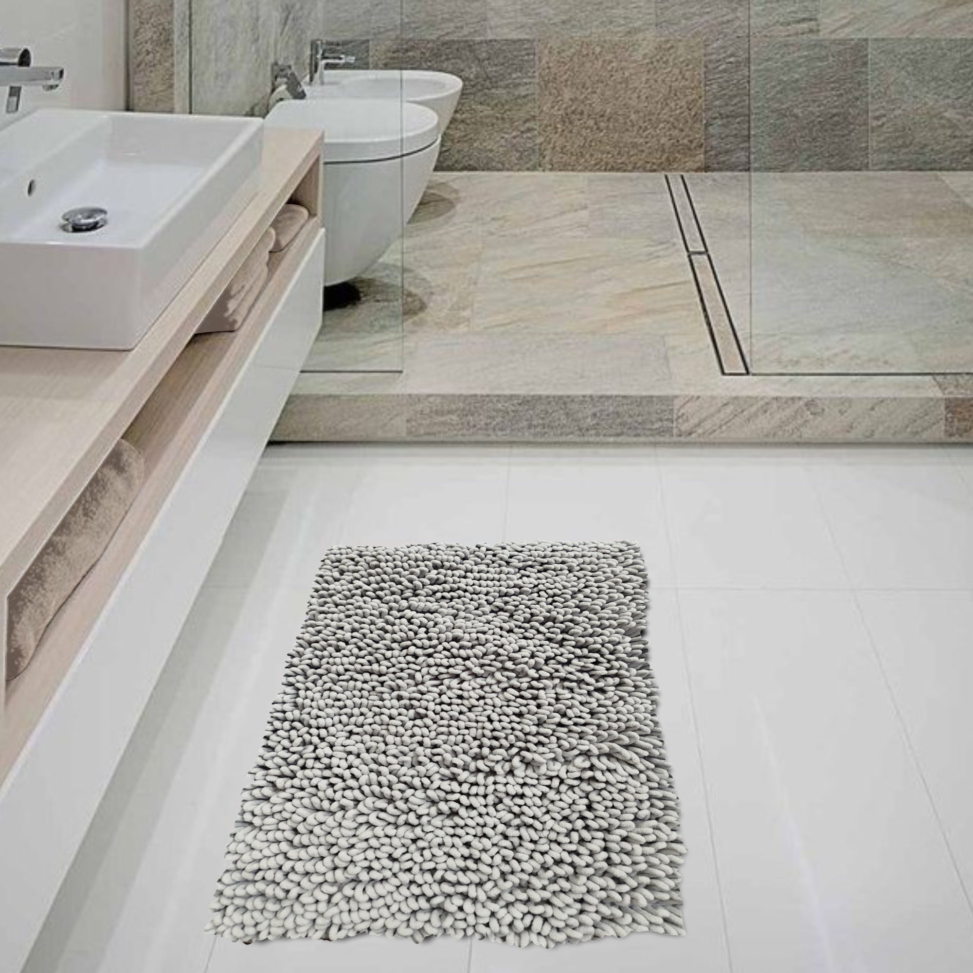 Alfombra De Baño Loop Soft 40x60 Cm Gris Claro