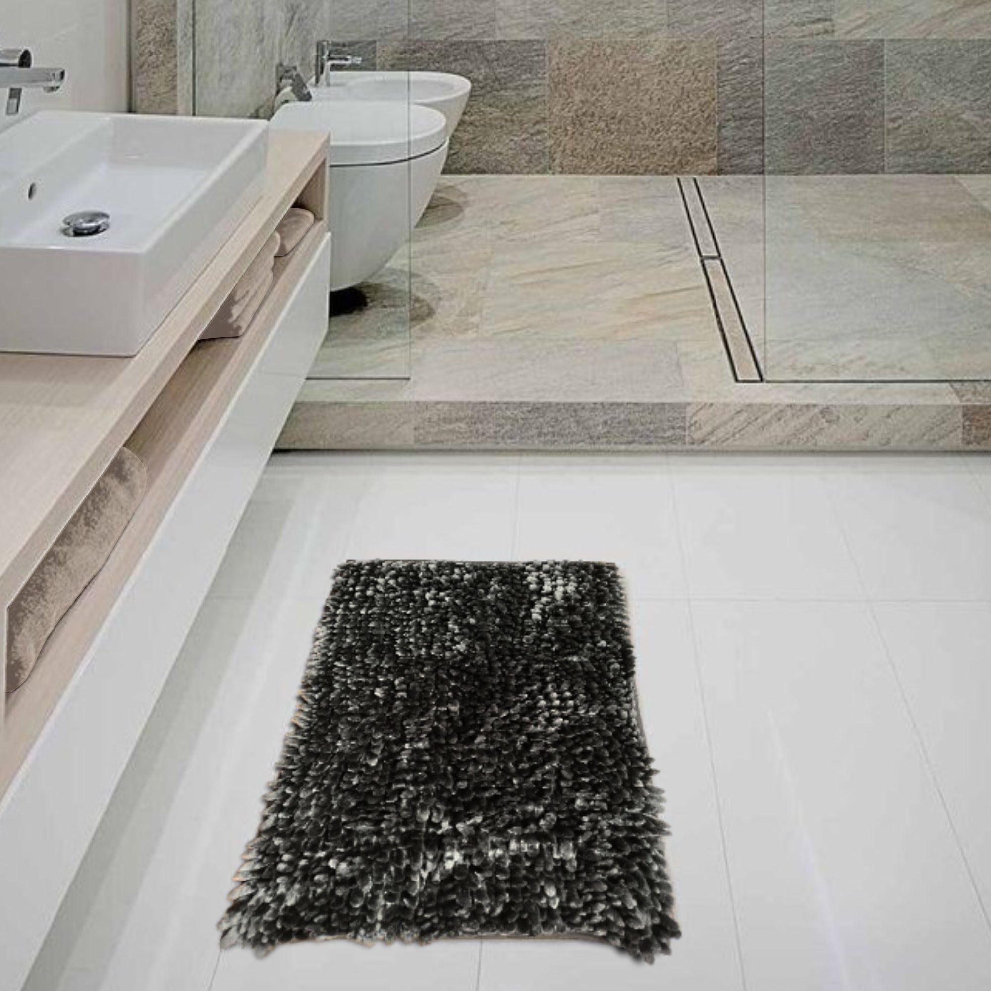 Alfombra De Baño Fusion 40x60 Cm Gris Oscuro