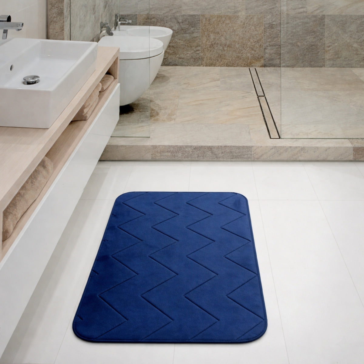 Tapete De Baño Memory 40x60 Cm Setx2 Unds Azul Oscuro
