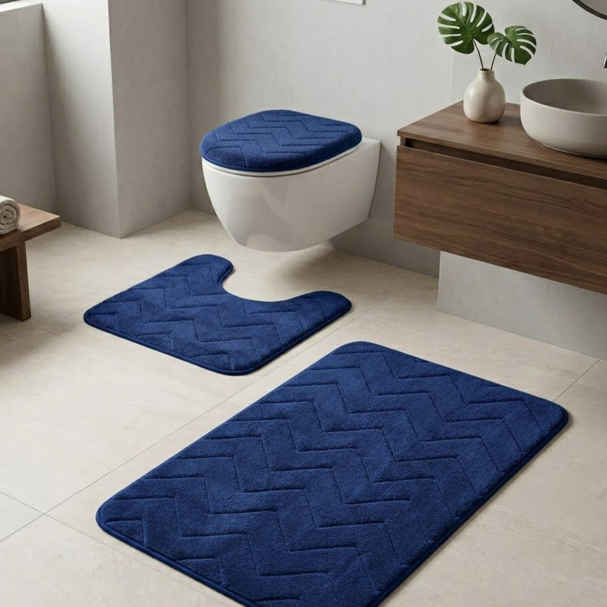 Juego De Baño Memorie x 3 Piezas Azul