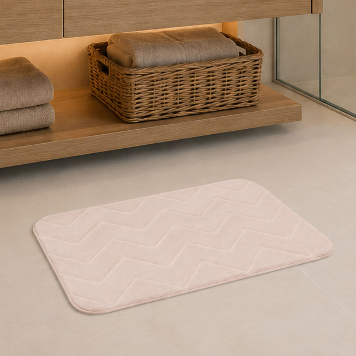 Tapete De Baño Memory 40x60 Cm Setx2 Unds Beige