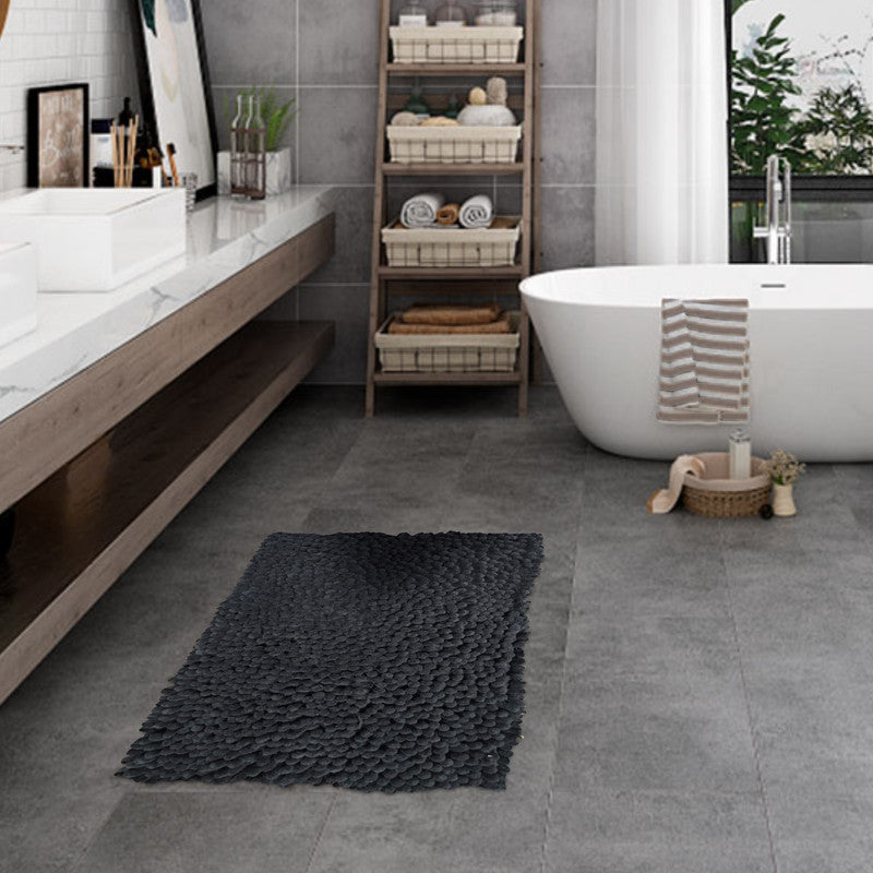 Tapete De Baño Shaggy Coral 40x60 Cm Negro