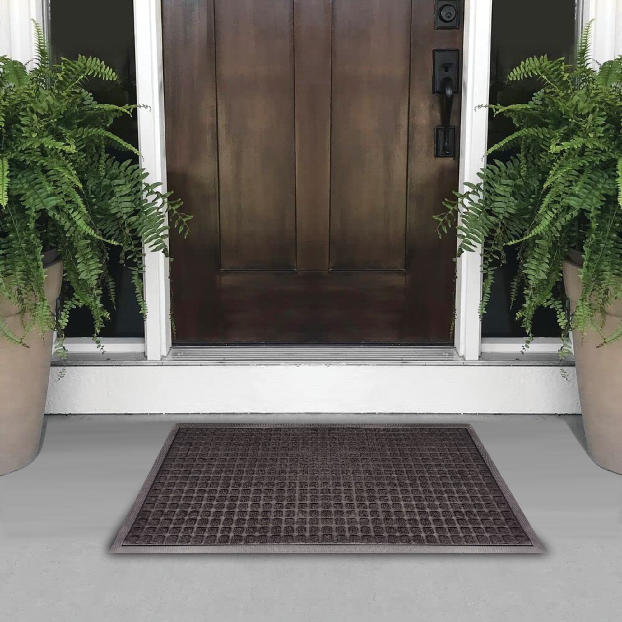 Tapete De Entrada Cuadros 45x75 Cm Negro