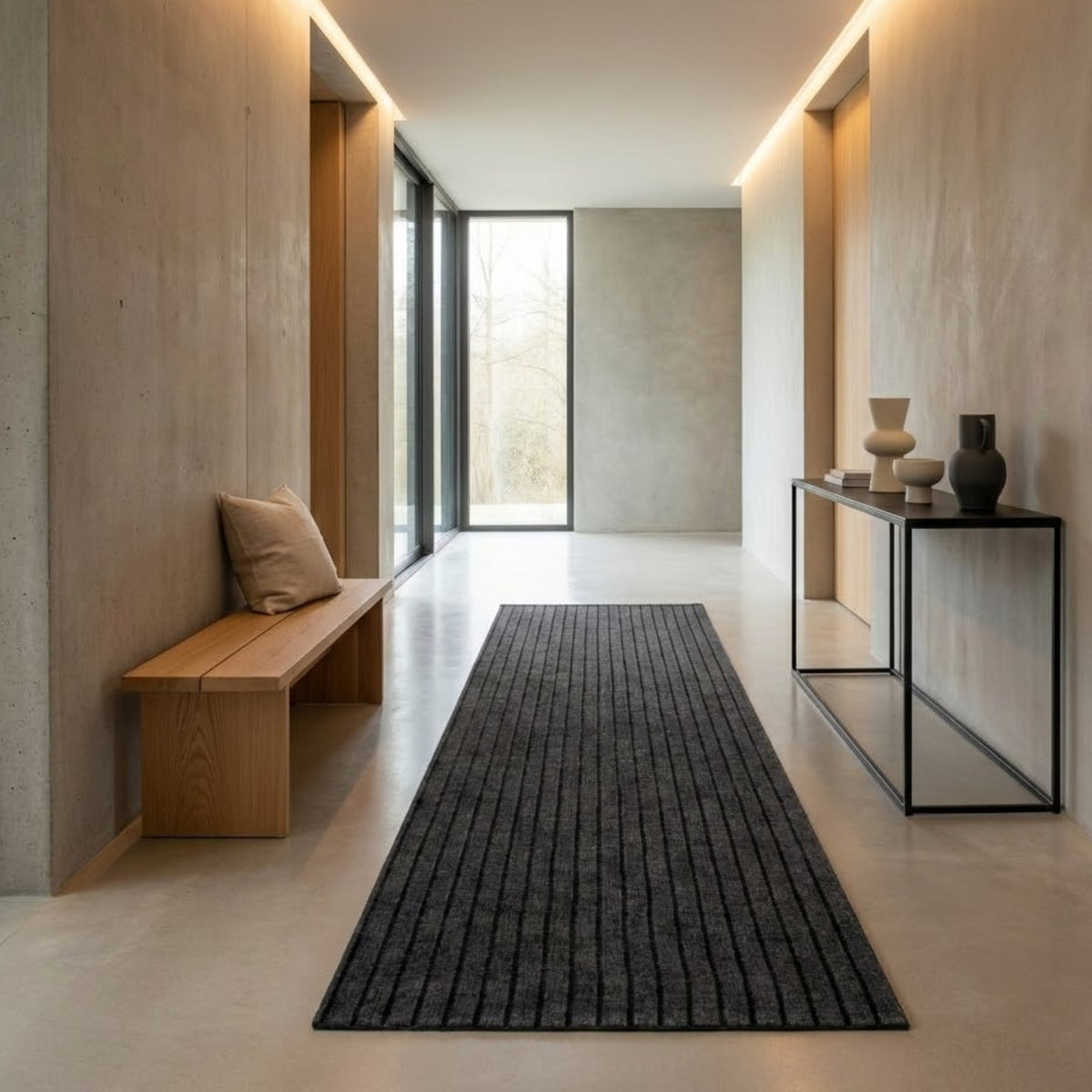 Tapete Camino Acanalado 60x180 Cm Gris Oscuro