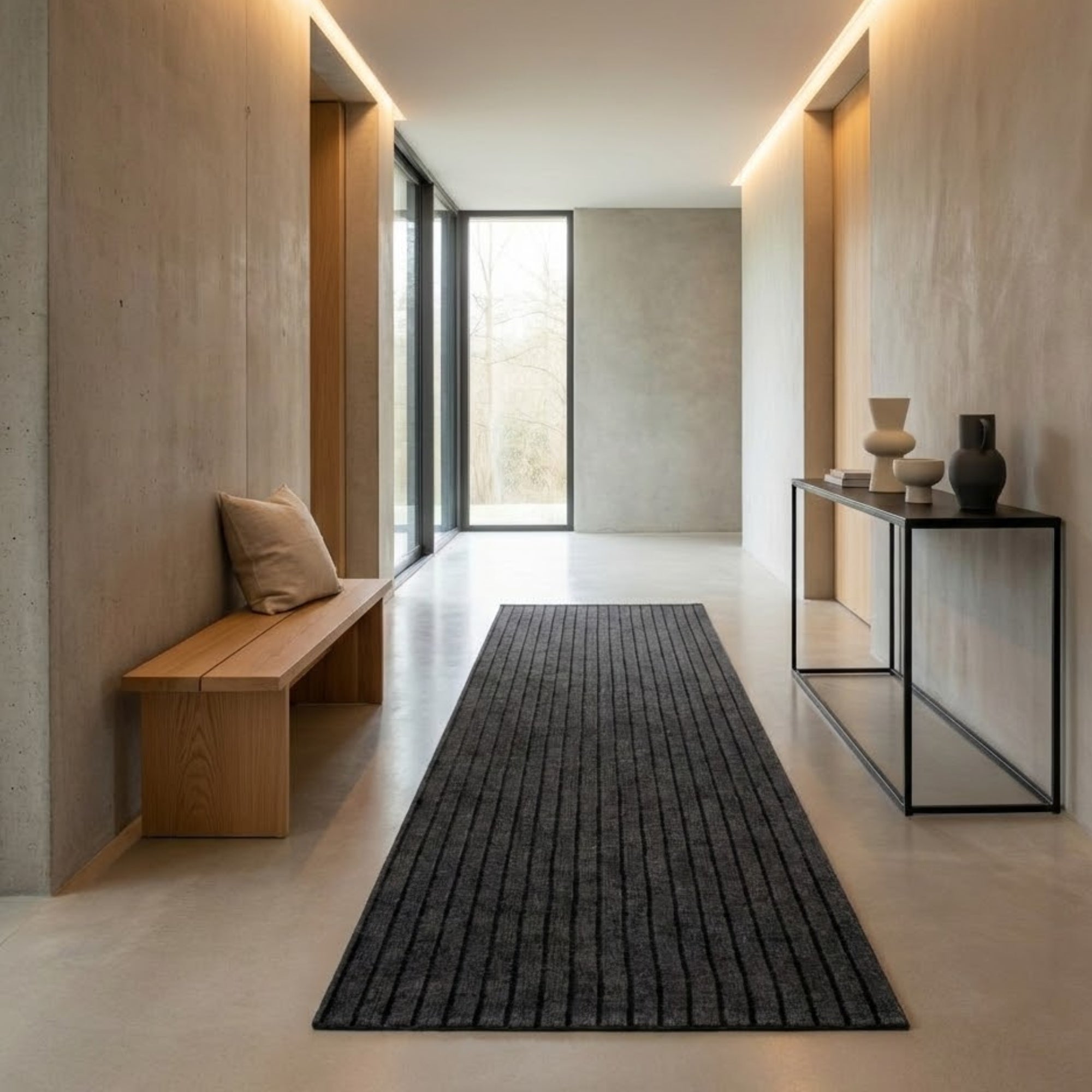 Alfombra Camino Acanalado 60x180 Cm (Gris Oscuro)