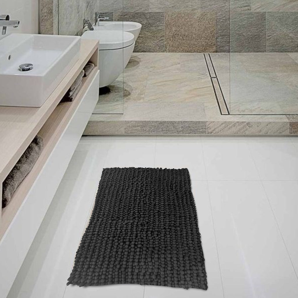 Alfombra De Baño Mix Chenille 40x60 Cm Gris Oscuro