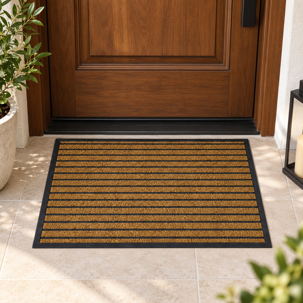 Tapete De Entrada Panama 60x90 Cm Negro - Cafe Setx2 unidades