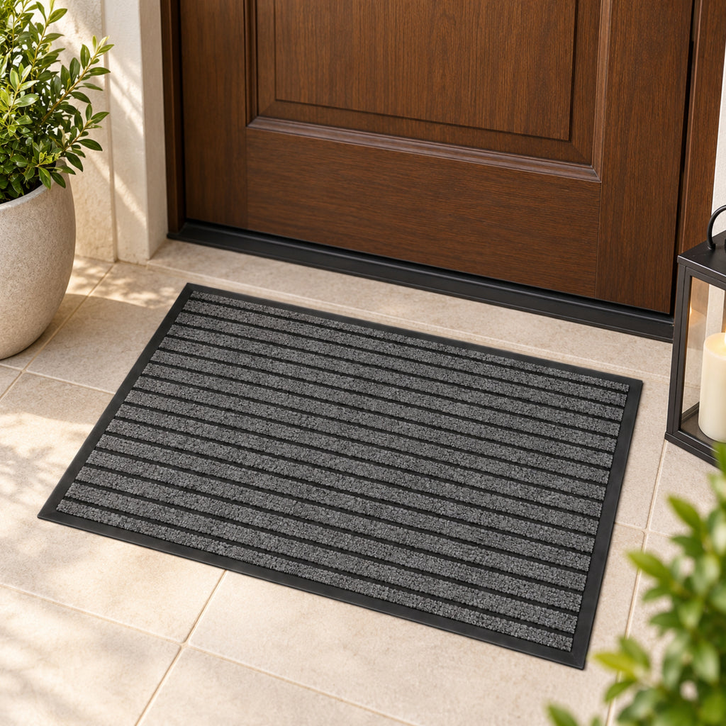 Tapete De Entrada Panama 60x90 Cm Gris - Negro Setx2 unidades