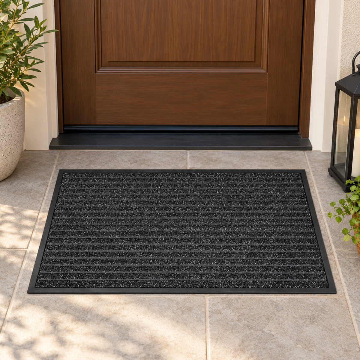 Tapete De Entrada Panama 60x90 Cm Negro Setx2 unidades
