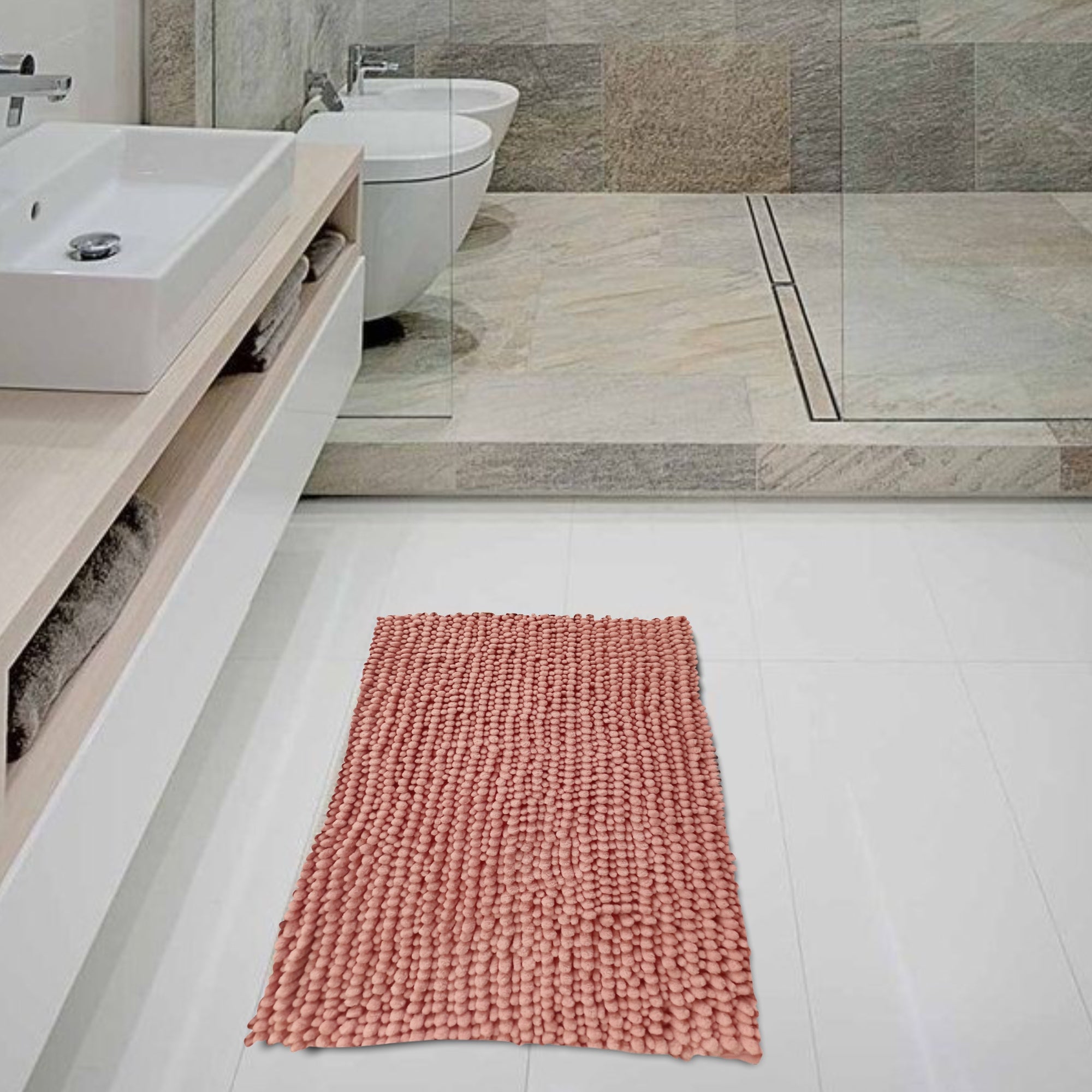 Alfombra De Baño Mix Chenille 40x60 Cm Rosa