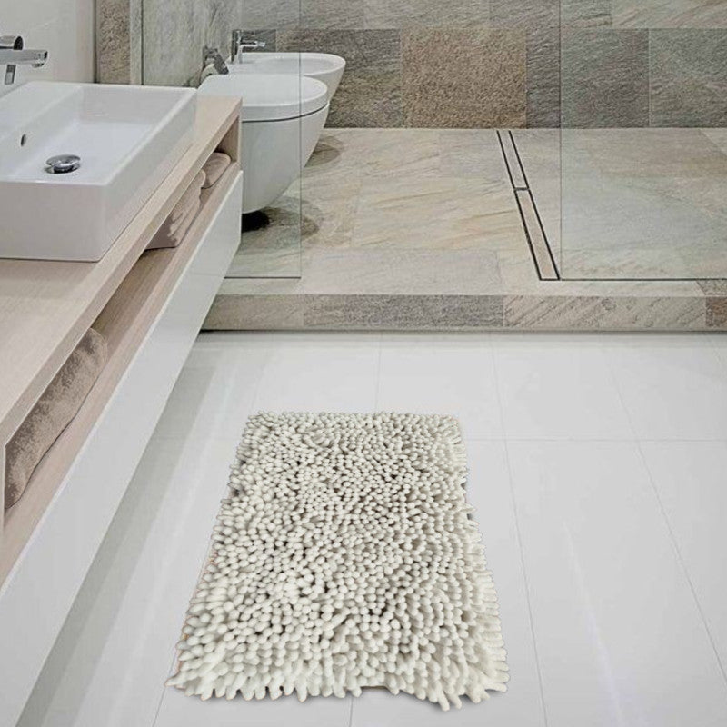 Tapete De Baño Shaggy Coral 40x60 Cm Blanco