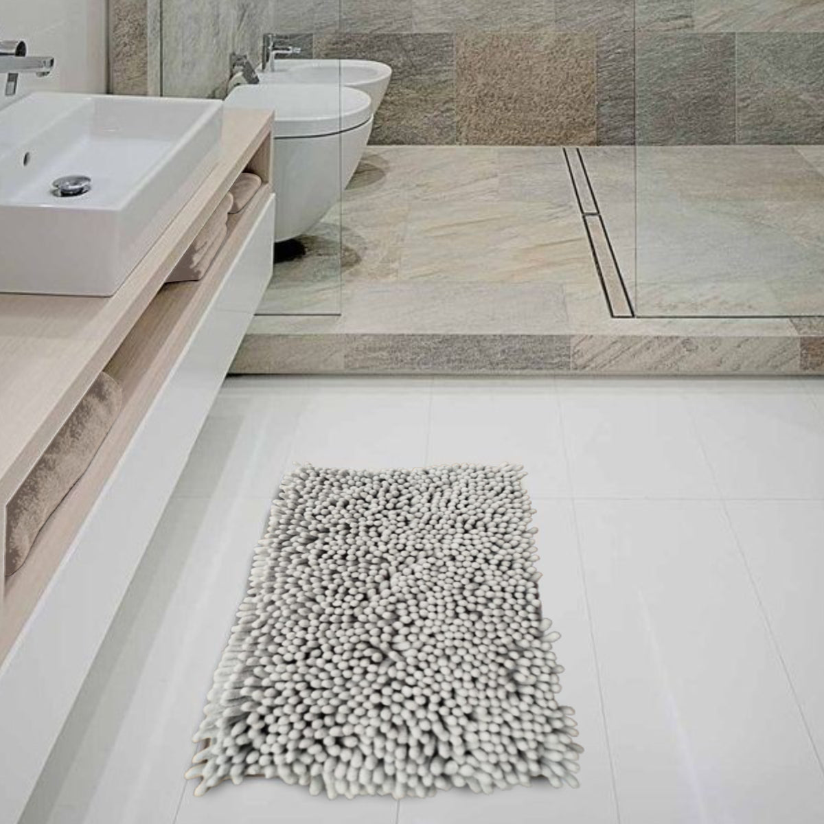 Alfombra Shaggy Coral 40x60 Cm Gris