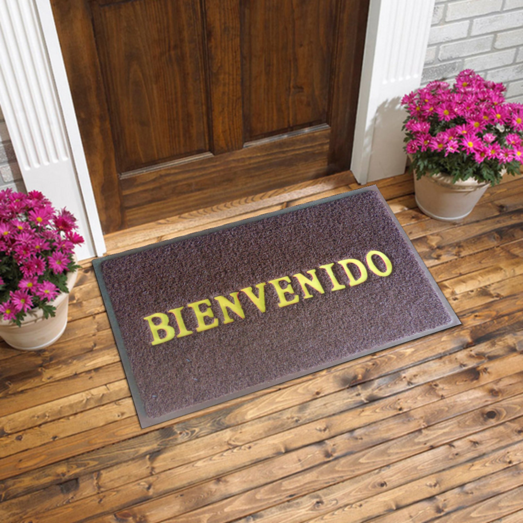 Tapete De Entrada Bienvenido 38x58 Cm Cafe Setx2 Unidades