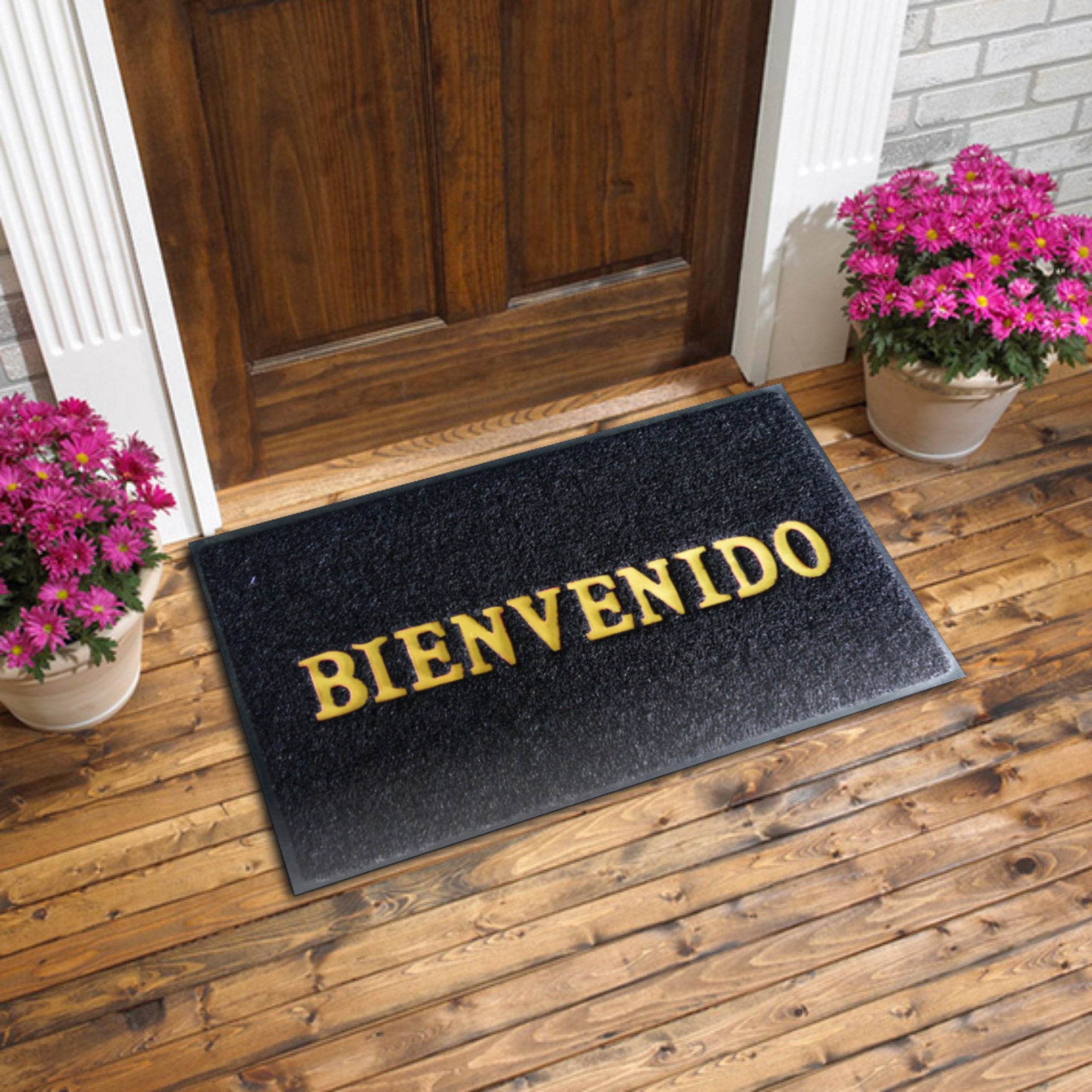 Tapete De Entrada Bienvenido 38x58 Cm Negro Setx2 Unidades
